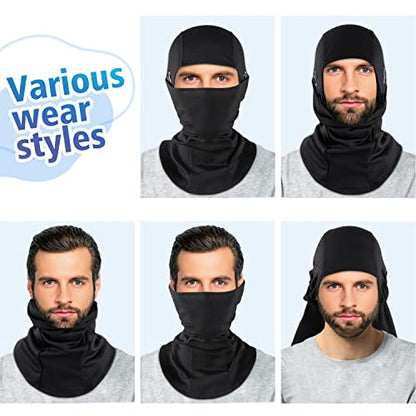 Winter Balaclava Ski Mask for Men Women, Windproof Thermal Face Mask Cold Weather Scarf for Cycling Skiing Climbing - color: Black,grey