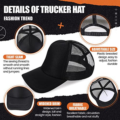 Tarpop 10 Pcs Sublimation Blank Trucker Hats Bulk - color: Black