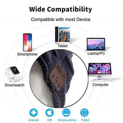 Wireless Music Hat Beanie for Men Women Wireless Headset Headphones Music Audio Boys Girls Winter Cap with Speaker Mic Hands Free Outdoor Sport Stereo Earphone Earpieces Navy Blue - color: Navy Blue