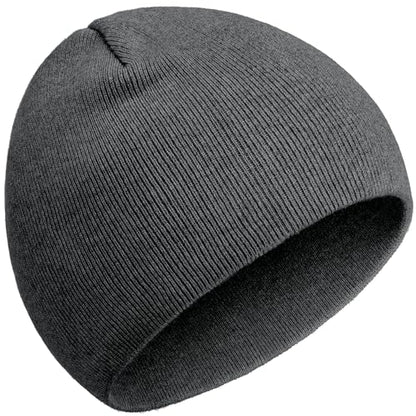 ROYBENS 100% Cotton No Cuff Beanie Hat Men Women, Fisherman Skull Cap - color: Dark Grey