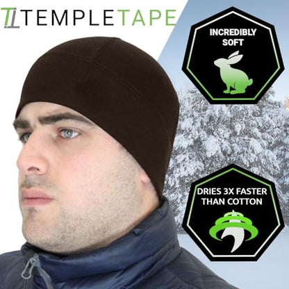 Temple Tape Tactical Fleece Watch Cap Beanie – Skull Cap Fleece Hat - Mens & Women - color: Deep Brown, size: X-Large