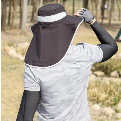 HUAMULAN Women Men Wide Brim Sun Hat Hiking Fishing Hats with Neck Flap - color: Hyp011-darkgray