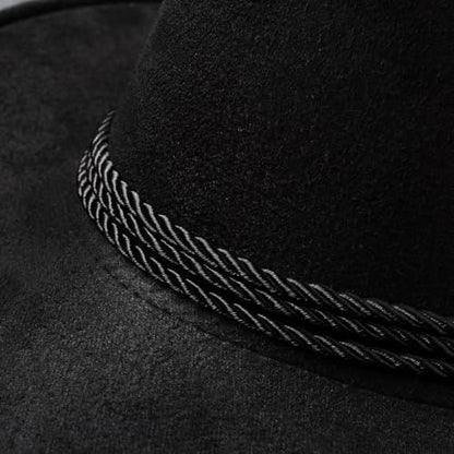 Classic Western Rolled-up Vegan Suede Cowboy Hat - color: Black