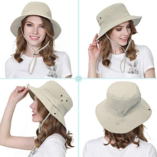 Taeku Sun Hat, Unisex Wide Brim Bucket Hat Sun Protection Cap Breathable Boonie Hat for Fishing Hiking Gardening Safari - color: Coffte