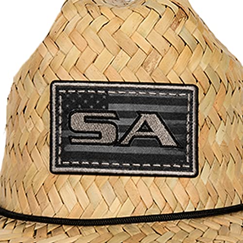 Soul of Adventure Classic Summer Hat | UPF 50+ Wide Brim Sun Protection | Unisex Adjustable Beach Hat with Drawstring - color: Blackout American Flag