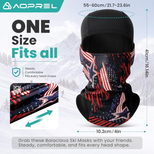 AOPREL Balaclava Ski Mask for Men Winter Face Mask Breathable & Thermal Winter Balaclava Women for Cold Weather Outdoor - color: Usa Flag