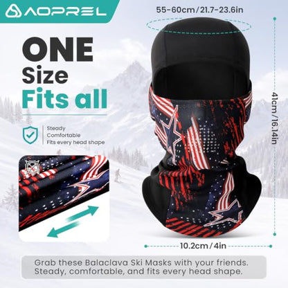 AOPREL Balaclava Ski Mask for Men Winter Face Mask Breathable & Thermal Winter Balaclava Women for Cold Weather Outdoor - color: Usa Flag