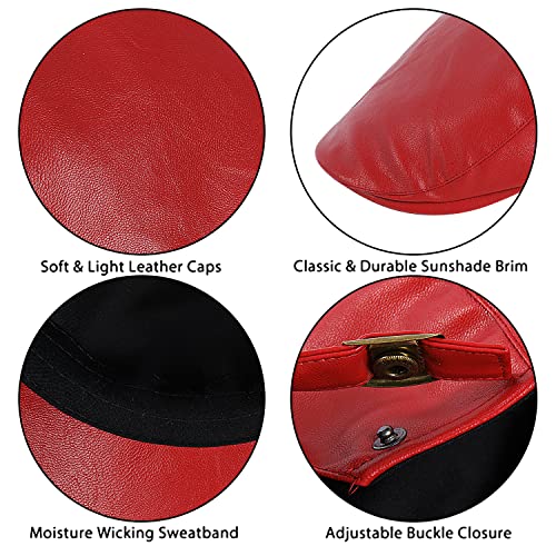 DOCILA Newsboy Flat Cap Women Men Fashion Print Gatsby Ivy Caps Adjustable All Seasons Cabbie Beret Hats - color: A-red