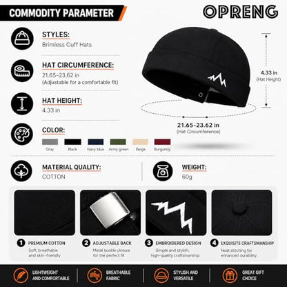 Outdoor Brimless Hat for Men Women, Adjustable Rolled Cuff Skull Cap - color: 2#black