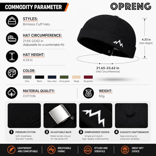 Outdoor Brimless Hat for Men Women, Adjustable Rolled Cuff Skull Cap - color: 2#black