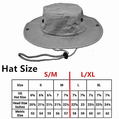 Glory Max Washed Cotton Bucket Hat with Chin Strap Fishing Sun Safari Boonie Cap - color: Gray, size: Small-Medium
