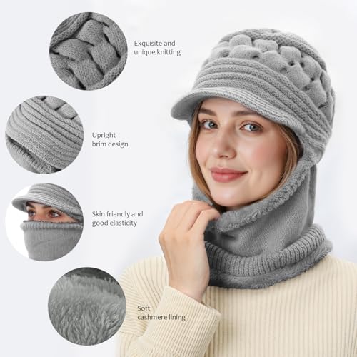 Womens Winter Beanie Hats, Winter Scarf Mask Set for Women