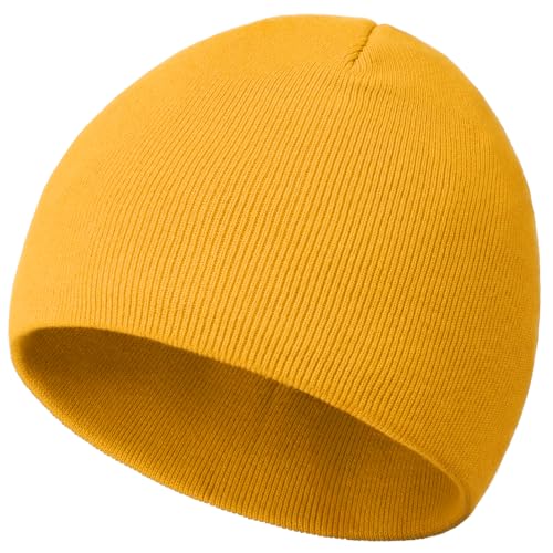 100% Cotton Beanie Hat Cuffless Beanies Warm Knit Winter Skull Cap - color: 1pcs-yellow