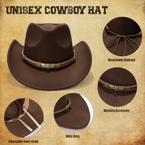 BELTROAD Cowboy Hat for Men Women, Western Cowboy Hats with Gift Hat Box - color: Brown(skull ), size: Large