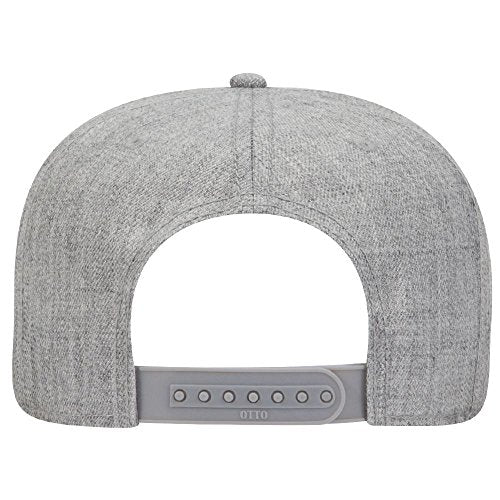 OTTO SNAP Wool Blend Twill Round Flat Visor 6 Panel Pro Style Snapback Hat - color: Heath. Gray