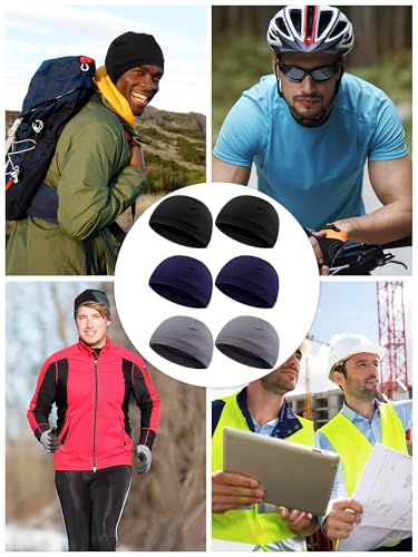 Syhood 6 Pcs Men Skull Caps Cotton Beanies Caps Sleep Hats - color: Dark
