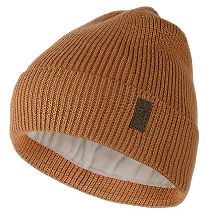 Wmcaps Winter Beanie for Men Women, Soft Warm Fleece Lined Knit Hat - color: Caramel