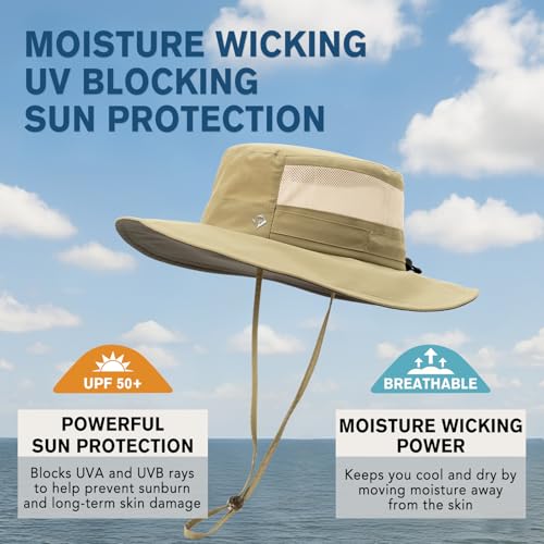 TOP-EX Wide Brim Sun Hat for Women & Men, Foldable for Travel, S/M to XXL - color: Khaki, size: Large-X-Large