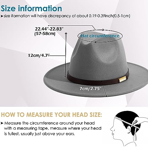 Fedora Hats for Men Wide Brim Panama Hat with Classic Belt - color: Light Grey