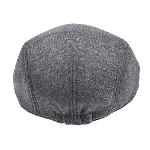 FEINION Men Cotton Newsboy Cap Soft Fit Cabbie Hat - color: Black/Dark Grey