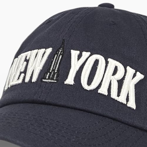 E BY ELIDAN New York Hat, Embroidered Cotton Dad Hat, Adjustable NYC Cap - color: Navy