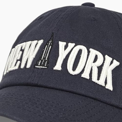 E BY ELIDAN New York Hat, Embroidered Cotton Dad Hat, Adjustable NYC Cap - color: Navy