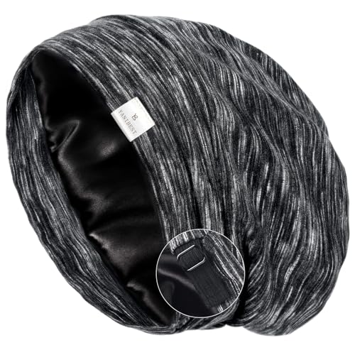 YANIBEST Slouchy Beanie Hat Satin Lined Sleep Cap Chemo Headwear Caps Black - color: Black, size: Large