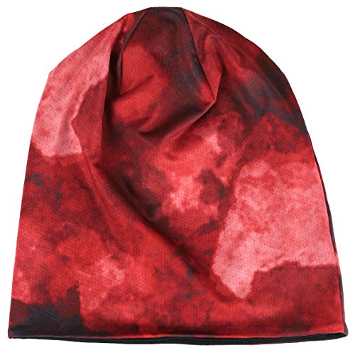 Mens Slouch Hollow Beanie Summer Skullcap B090 - color: Reversible Claret
