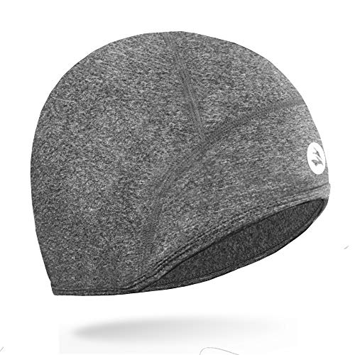 EMPIRELION Lightweight Thermal Skull Cap Ears Warm Cycling Helmet Liner Winter Running Beanie Hats Sweat Wicking - color: Grey Melange