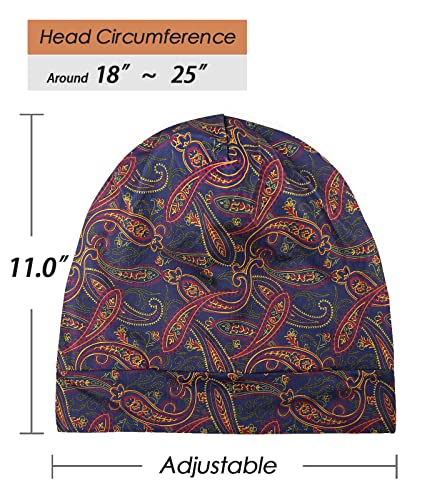 Adjustable Satin Lined Sleep Cap for Dreadlocks Curly Hair Large Head-Stay On Overnight - color: Black Yellow