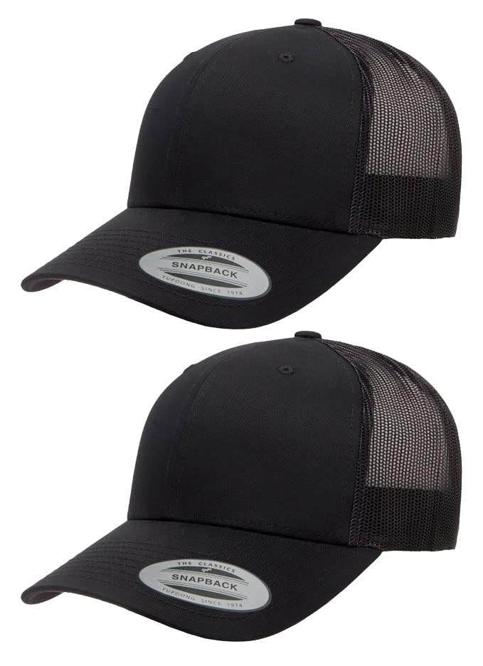Yupoong Yp Classics Retro Trucker Cap - color: Black, size: One Size, style: 2 Pack