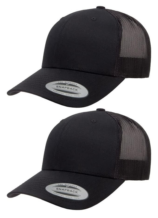 Yupoong Yp Classics Retro Trucker Cap - color: Black, size: One Size, style: 2 Pack