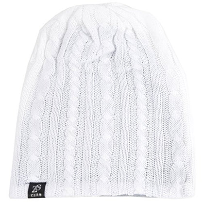 VECRY Men's Slouch Beanie Skull Cap Long Baggy Hip-Hop Winter Summer Hat - color: Cable-white