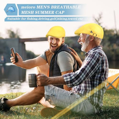 meioro Mens Breathable Mesh Summer Hat Adjustable Flat Cap Newsboy Beret Ivy Cap Irish Cabbie Fishing Hats - color: Yellow