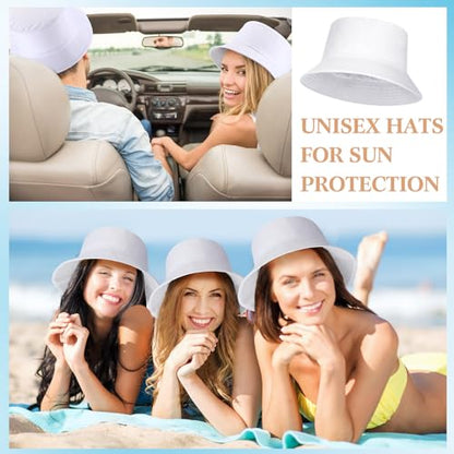 Mepase Bucket Hat Bulk, Cotton Summer Cap Summer Solid Color Beach Getaway Fisherman's Hat for Women Men - size: Large