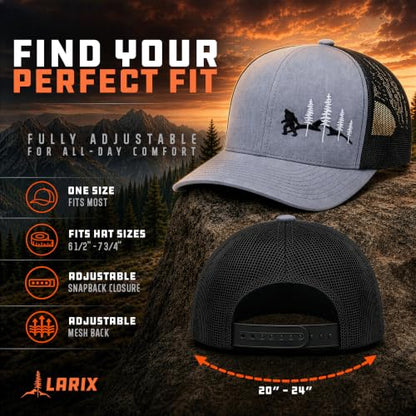 LARIX Trucker Hat Men - Snapback Cap with Breatheable Mesh Back, Hats for men, Mens Hat, Mens Trucker Hats - color: Heather Gray Black (Wb)