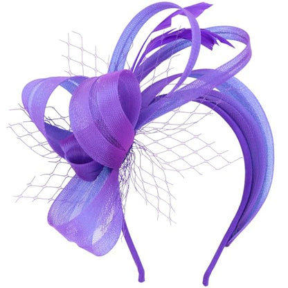 Fascinators Hats for Women, Fascinator Headband Tea Party Hat - color: Purple