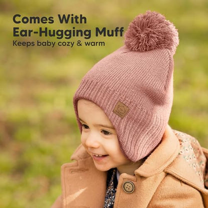 KeaBabies Baby Beanies, Winter Baby Hats for Boys, Girls (Tea Rose, 6-36M) - color: Tea Rose
