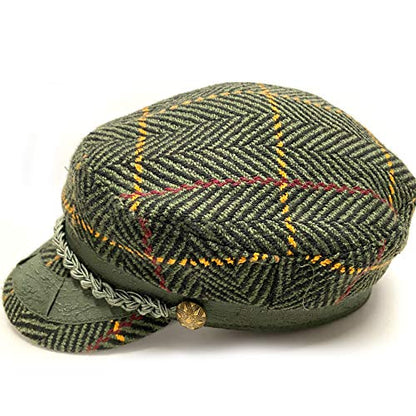 EPOCH Men's Greek Fisherman Sailor Fiddler Winter Wool Driver Hat Flat Cap - color: Cd5034olive, size: Small-Medium