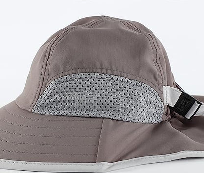 Connectyle Kids Sun Hat Adjustable Fishing Hat for Boys Grils Breathable UPF 50+ Protection Outdoor Beach Hat with Neck Flap - color: Deep Gray