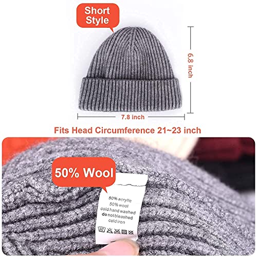 ROYBENS Swag Wool Knit Cuff Short Fisherman Beanie for Men Women Winter Hat - color: 1pcs-deep Purple