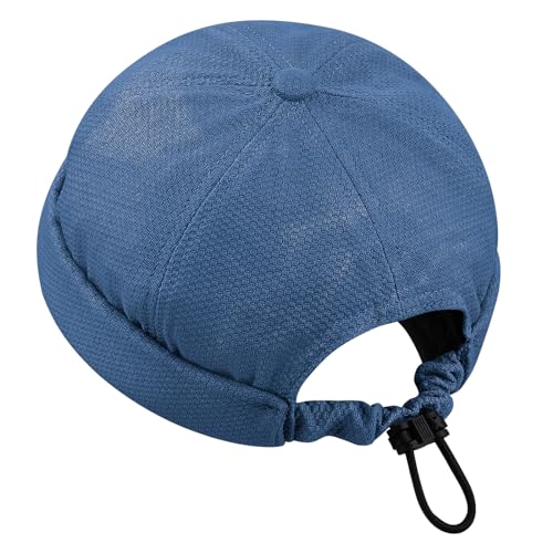 CLAPE Men Hats Docker Cap Breathable Beanie Brimless Hat Rolled Cuff Harbour Sailor Fisherman Leon Hat Waterproof Skullcap - color: Ct83-blue
