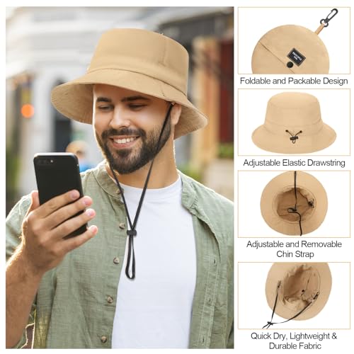 Twistover 10 Pcs Waterproof Packable Bucket Rain Hat for Women Men Quick Dry Foldable Adjustable Sun Hat for Fishing Hiking