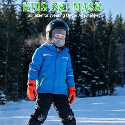 Kids Balaclava Ski Mask Winter Windproof Fleece Full Face Mask for Boy Girl - color: Grey