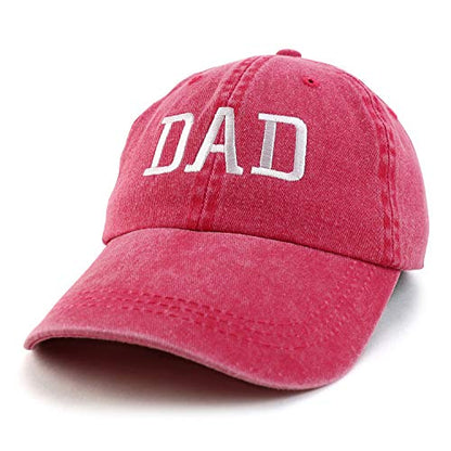 Trendy Apparel Shop Dad Embroidered Pigment Dyed Low Profile Cotton Cap - color: Fuchsia
