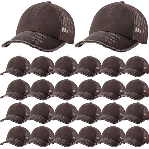 Suhine 24 Pcs Blank Trucker Hat Bulk,Unisex Baseball Cap - color: Brown