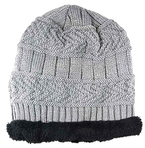 Winter Beanie Hat for Boys Girls (5-14 Years) Slouchy Beanie Windproof Warm Knit Kids Skull Cap - color: Hat(light Gray)