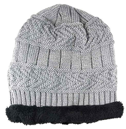 Winter Beanie Hat for Boys Girls (5-14 Years) Slouchy Beanie Windproof Warm Knit Kids Skull Cap - color: Hat(light Gray)