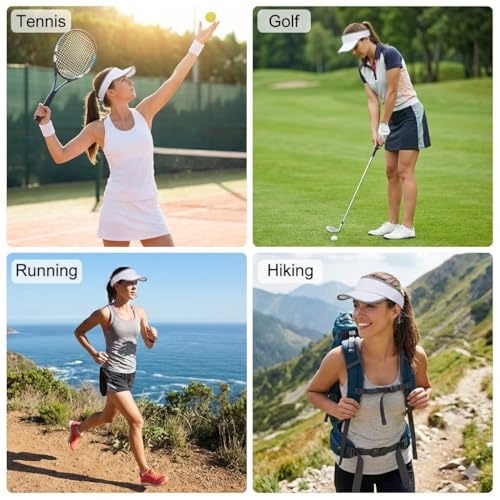 Reflective Brim Quick Dry Lightweight Visor Hat - color: White & Light Gray