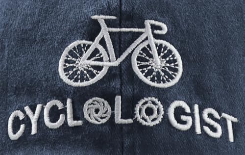 Cyclist Hat for Men Women, Classic Adjustable Cotton Cycologist Embroidered Baseball Cap - color: Navy